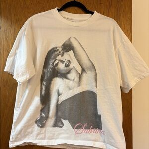 American Eagle Men’s M Sabrina Carpenter White Graphic T-Shirt